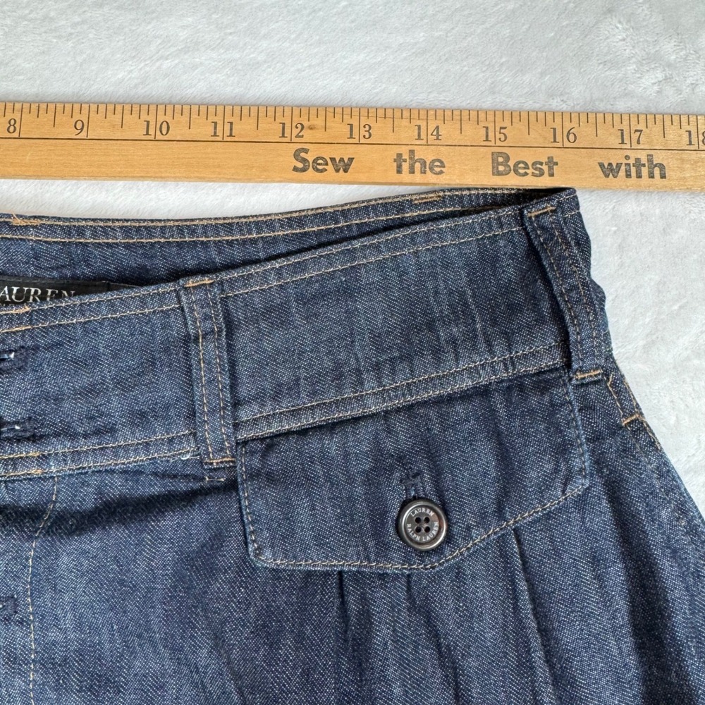 Lauren Ralph Lauren Denim Button Front Midi A-Line Skirt Womens 12 | Western - Picture 7 of 8